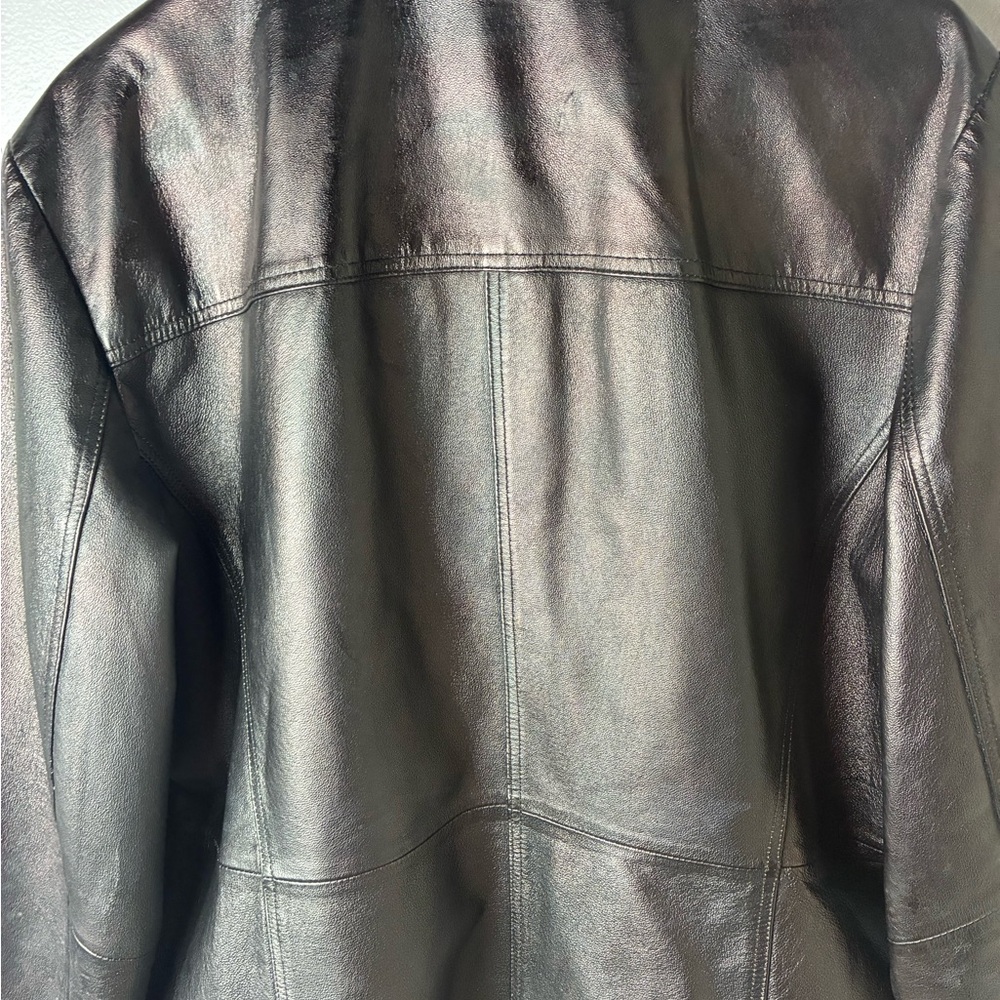 East 5th Shiny Black Leather Jacket vintage plus size
